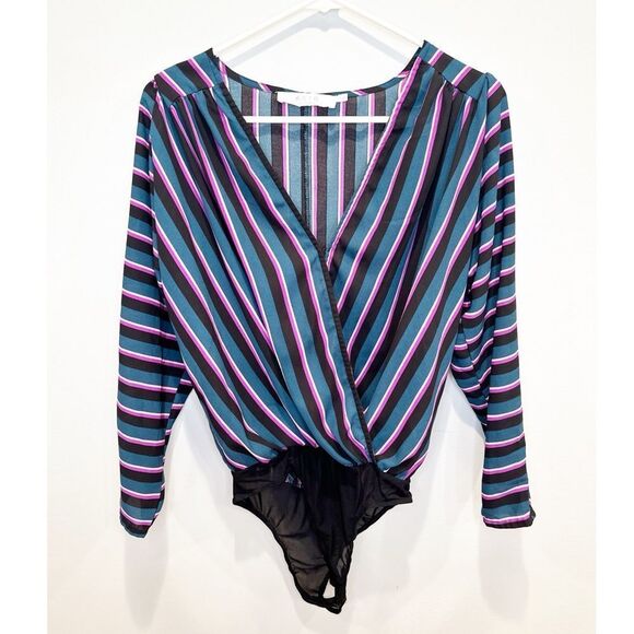 Astr the label surplice v-neck striped bodysuit - Picture 2 of 4